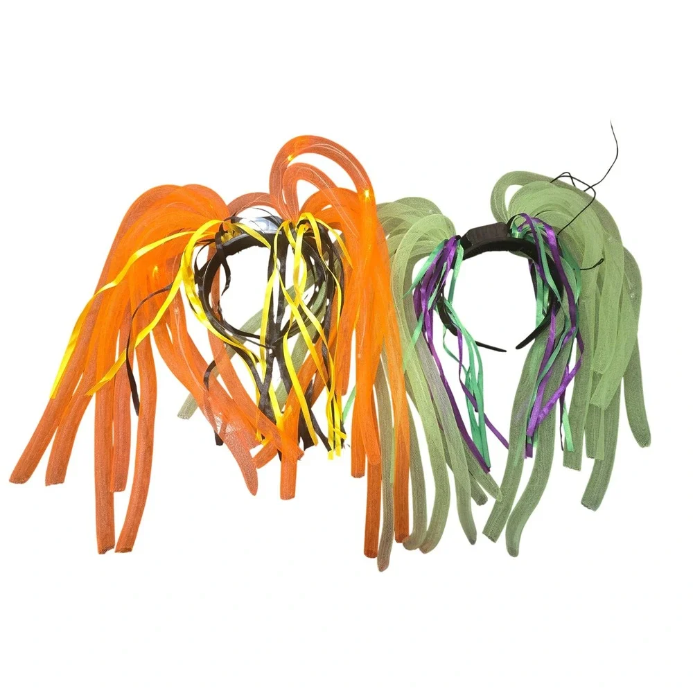 LED Cyber Noodle Headband Set 2pc‎ Orange Green Rave Festival Costume Accessory